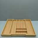 TIOPGHAD BambooSilverwareDrawerOrganizerKitchen, Expandable Utensil Holder Cutlery Tray Flatware Organization Adjustable Wood Tableware Dividers Storage (with Removable Knife Block)(Natural)