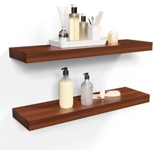Habudda Floating Shelves for Rustic Home Decor, Natural Solid Wood Wall Shelf, Invisible Bracket Wall Mount, 23.6 Inches, 2 Pack, 23.6"6.7"1.6"
