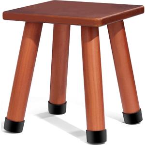 Wooden Step Stool, Round Sitting Stool for Adults and Kids, Holds up to 350lbs, Small Plant Stand for Indoor, Non-Slip Portable Sturdy, Great for Bedroom, Kitchen, Bathroom