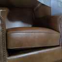 Lexicon 100% Top Grain Genuine Leather Chair, Leather Accent Chairs for Living Room, Solid Wood Frame, Rolled Armrest & Nailhead Trim, Comfy Reading for Bedroom, Office, Waiting Room, Brown