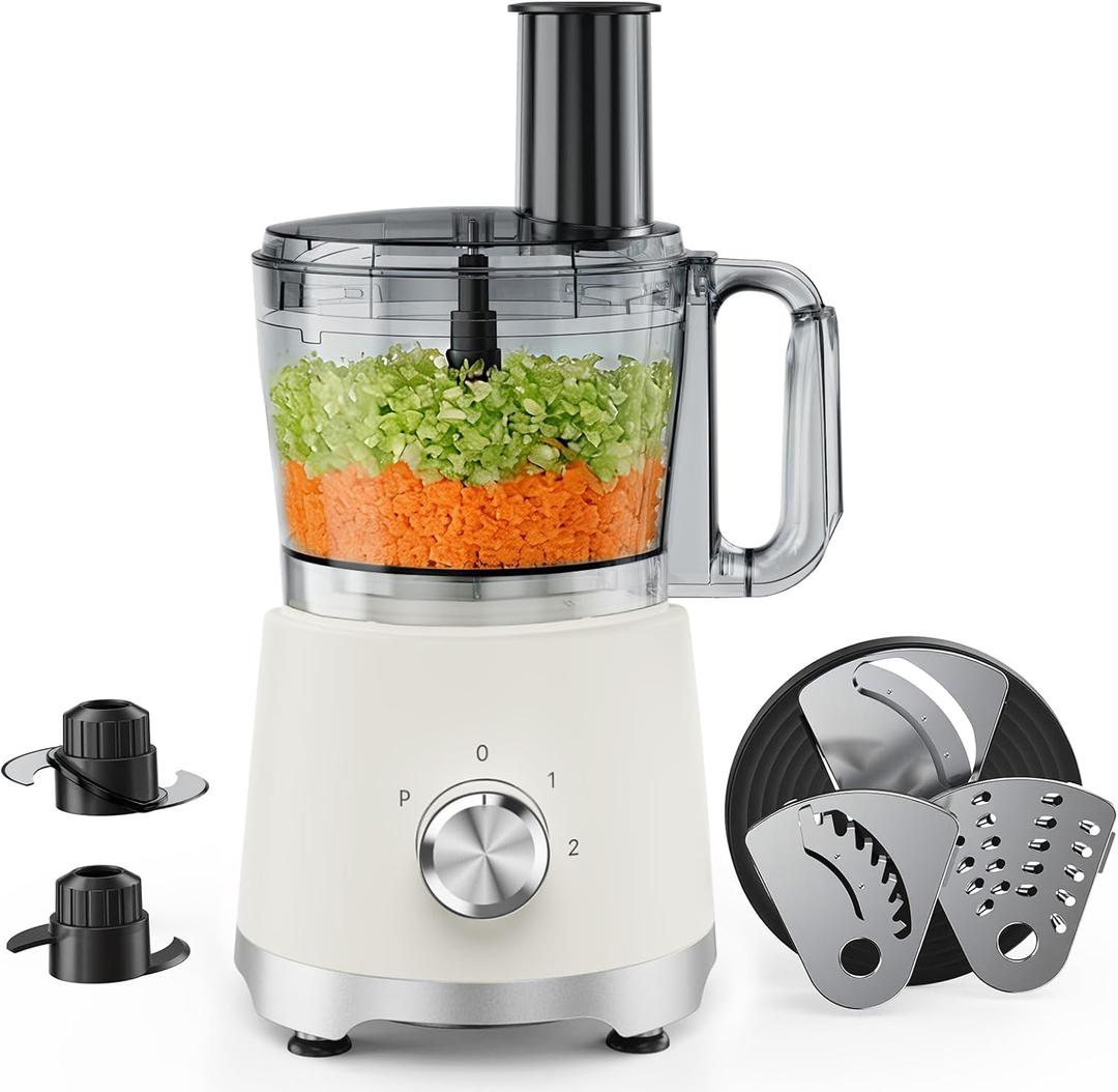 NEWBULIG 10.5 Cups Food Processor, Versatile Food processors with 5 Blades, 600W Powerful Meat Grinder for Slicing, Shredding, Chopping, Kneading, Dishwasher Safe, for Meat, Vegetables, Fruit, Dough
