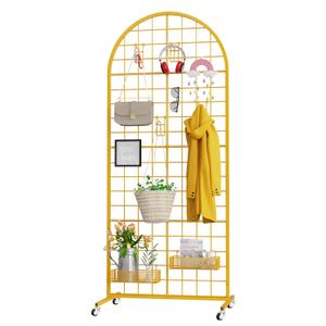 VGMiu Grid Wall Panel 1PCS Display Stand 2' x 5.2' FT Gold Grid Wall Panels Movable Retail Display Racks Floorstanding Gridwall Heavy Duty with Wheel for Art Craft Photo Displays Fair Trade Show