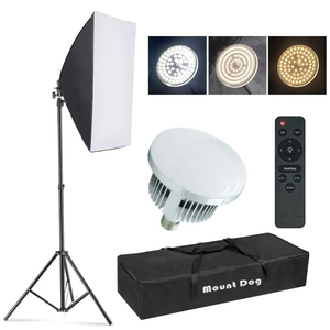【Upgrade LED】 MOUNTDOG Softbox Lighting Kit, Photography Studio Light with 19.7"X27.5" Reflector and 3 Colors Temperature 45W Bulb with Remote, Professional Photo Studio Equipment for Portrait Video