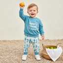 Toddler Baby Boy Fall Outfit Animal Embroidery Sweatshirt Long Pants Set Casual 2Pcs Hunting Outfit (A-Blue, 18-24 Months)
