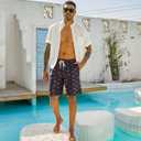 UNICOMIDEA Men Swim Trunks with Compression Liner 9 Inch Long Board Shorts (Medium, A2 Deep Grey Red)