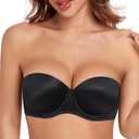HACI Push up Strapless Bra Thick Padded Demi Underwire Add a Cup Convertible Straps Tshirts Multiway (Black)