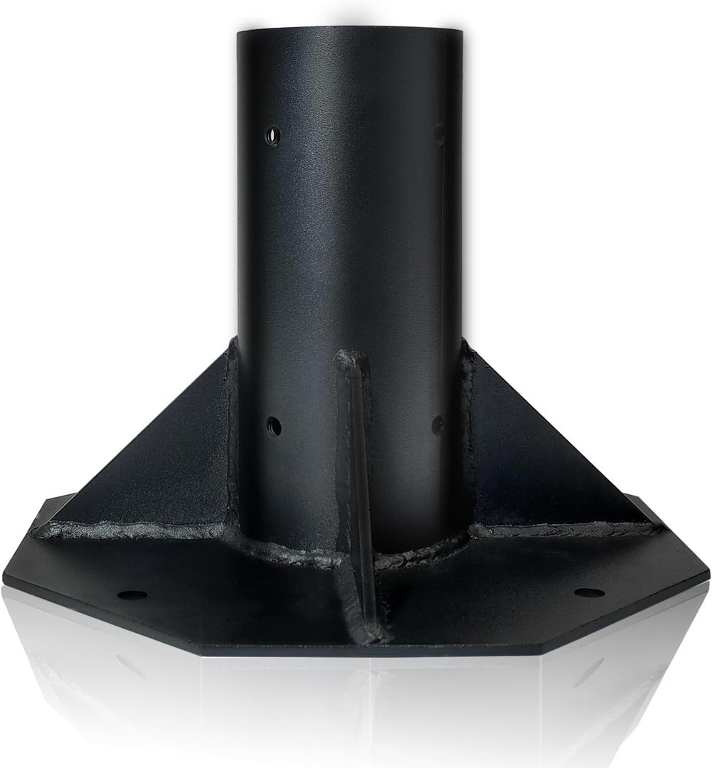 Outdoor Light Post Base for 3 inch Surface Mount Post, Heavy Duty Metal Flange Anchor Base, Black Pier Mount Adapter with Accessories, Used for Patio Outside Deck Yard Home Lawn (10-inch mount base)