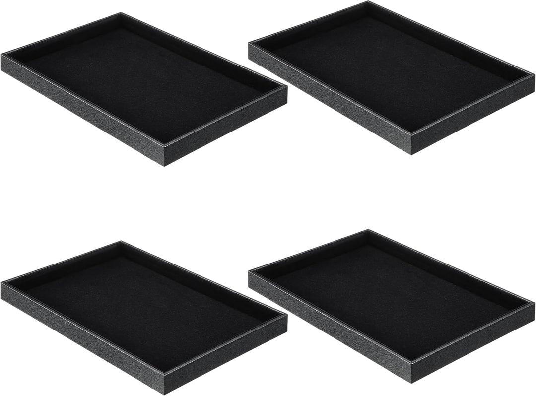 Quelay Stackable Jewelry Tray Jewelry Organizer Tray Showcase Display Empty Plate Bracelet Ring Earring Organizer (Black)