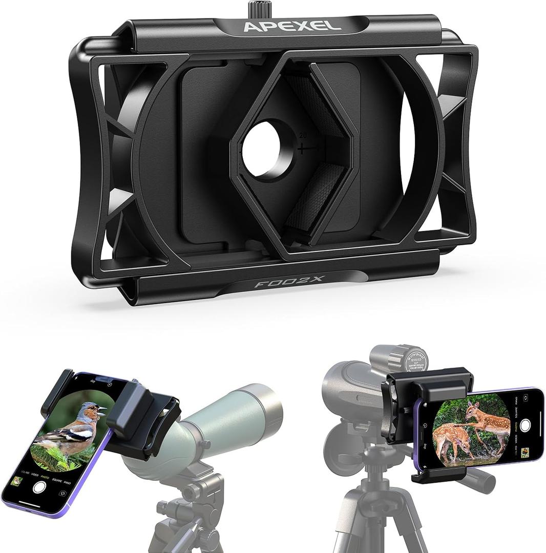 Telescope Phone Adapter, Upgraded Rotatable 360 Binocular Photo Adapter for Android & iPhone,Smartphone Holder Mount for Telescope,Monocular,Binocular,Spotting Scope,Microscope with Bluetooth Shutter