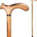 Wooden Walking Cane with 5 Height for Men and Women, Handmade Wood Cane with Comfort Grip Handle, Supportive Mobility Aid for Seniors, Fashionable & Classic Lightweight Stick