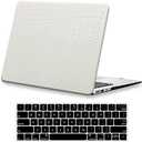 KEROM Compatible with Crocodile MacBook Pro 15 inch Case 2019 2018 2017 2016 Release A1990 A1707 with Touch Bar, Crocodile Skin Alligator Skin PU Leather Hard Shell Case & Keyboard Cover, White