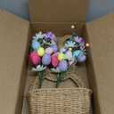 Thyle 15.7 Inch Easter Bunny Wicker Basket Door Decoration Rabbit Woven Basket Hanging Wreath for Front Door with Easter Tulips Egg Floral Decorations for Wall Indoor Outdoor Spring Home Decor