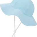 Zando Seersucker Baby Sun Hat Toddler UPF 50+ Adjustable Bucket Hats for Boys Girls Beach Hat Breathable Summer Cap Wide Brim (Blue, S)