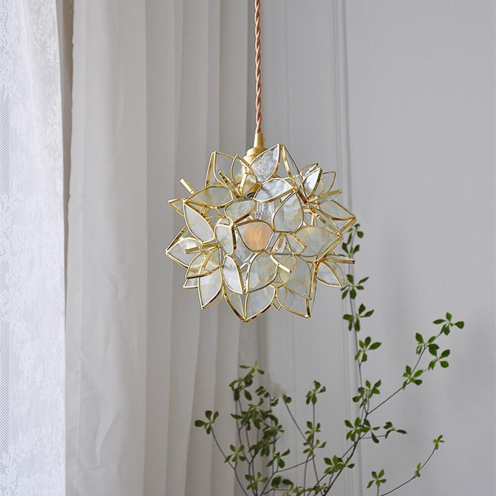 Glass Flower Pendant Lights Floral Petal Light Fixture Modern Hanging Lamp 7 Inch Mini Pendant Lighting for Kitchen Island - Clear Textured Glass Shade