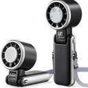 SHEWIND Portable Handheld Fan with Ice Cooling - 5 Gear High Speed Personal Turbo Fan Rechargeable, Up to 13 Hrs, Mini Hand Fans for Travel Essentials, Beach Vacation, Gifts for Women, Men (Black)