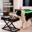 Taglory Metal Elevated Dog Bowls Stand for Large Breeds, 9 Height-Adjustable Raised Dog Bowl with 2 Stainless Steel Bowls(6 Cup), Anti-Slip Pads, 9" to 17.5", Black