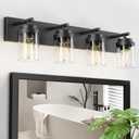 IZORRO Bathroom Vanity Light Fixture, 4-Light 30 Inch Matte Black Bathroom Light Fixtures Over Mirror, with Clear Glass Shade, Modern Farmhouse Vanity Lights, Rustic Restroom Lighting Fixtures Black-Clear Glass Shade, 30 inch-4-Light
