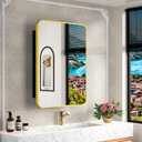 ACEMIRO 20x28 Inch Gold Recessed Medicine Cabinet with Mirror Metal Framed Surface Wall Mounted Bathroom Medicine Cabinet Mirror with Storage