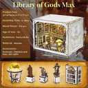 DIY Book Nook Kit, DIY Miniature Dollhouse Booknook Kit, 3D Wooden Puzzle Bookend Bookshelf Insert Decor with LED Light for Adults (Library of Gods Max)