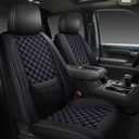 Silverado Seat Covers Full Set 2014-2018, Lumbar Support Pickup Truck Seat Covers Custom Fit for Chevy Chevrolet Silverado GMC Sierra 1500/2500/3500HD Crew/Double/Extended Cab, Black Blue