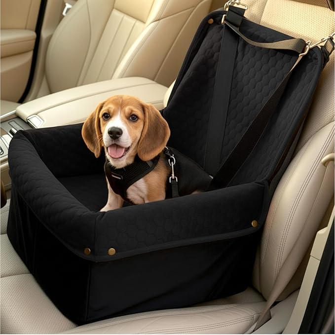Dog Car Seat for Small/Medium Dogs,Dog Car Bed Washable Pet Travel Safety Car Seat,Super Soft Safe Removable Pet Booster Seat,Fits for All Cars(Black)