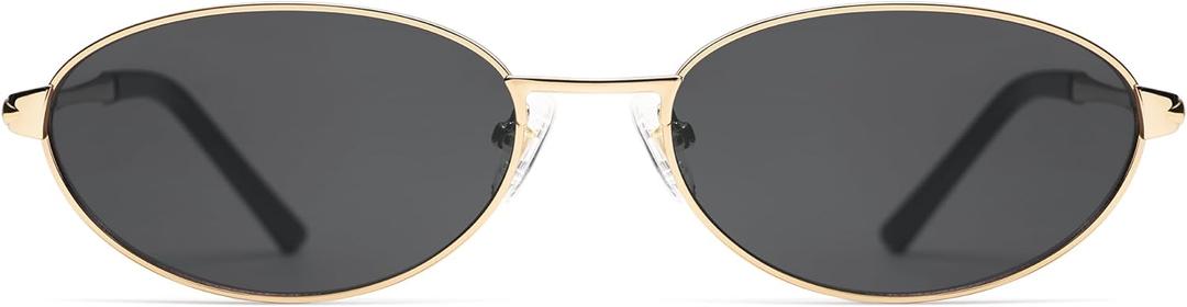 Retro Oval Sunglasses for Women Mens with Spring Hinge Sunnies AP3696 (C1 Gold / Grey)