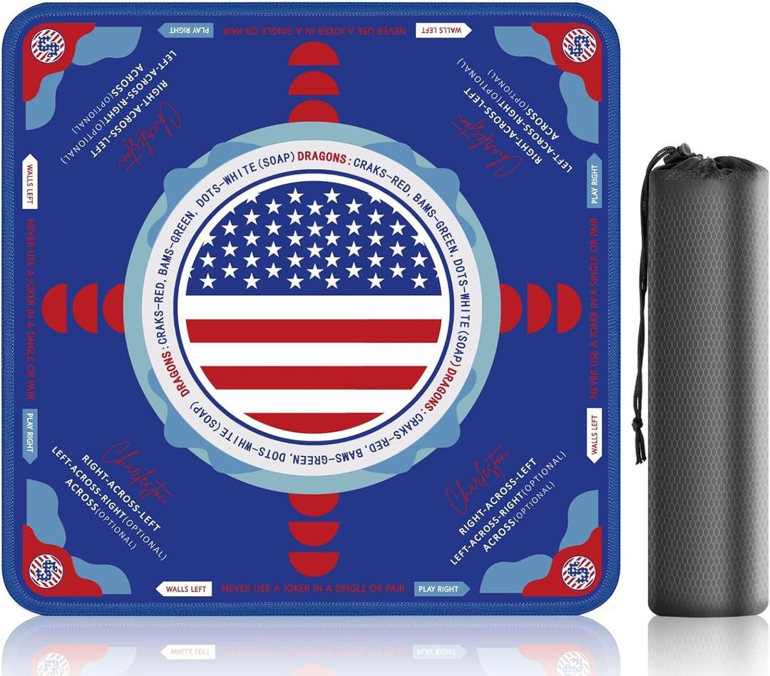 32.5 Inch American Mahjong Mat for Table, Non-Slip & Noise Reduction Gaming Mat with Drawstring Bag, Perfect for Poker, Board Games, Card Games, Tile Games, and Dominoes