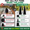 Fly Away - 2 Pack Outdoor Fly Repellent Fan, Outside or Inside Table use, Restaurant, Barbeque, Events, Deter Flies, Wasps, Bees, Other Moscas and Bugs Away, Battery Operated, Tabletop, Hanging Hook.