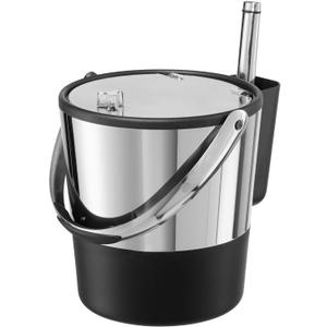 Oggi Insulated Ice Bucket, 4 Quart / 3.8 L, Stainless Steel, Black.