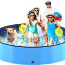 Niubya Portable Dog Pool, Foldable Pet Swimming Pool, Anti-Slip Collapsible Pet Bathtub, Hard Plastic Bath Pool for Pets Dogs and Cats, 80 x 16 Inches