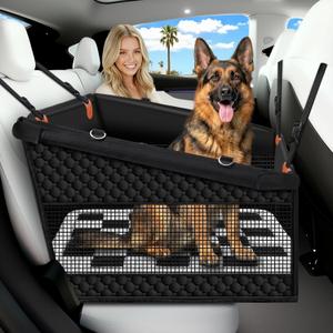 XL Checkered Large Dog Car Seat Cover with Dog Bed Mat for Back Seat Half - Single Seat Travel Hammock Extender, Waterproof Hard Bottom for Medium & Large Dogs, Car SUV Truck Vehicle