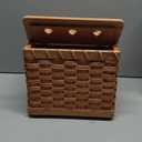 Bamboo Crochet Bag Organizer, Wooden Woven Yarn Storage Basket for Knitting & Crochet Supplies, Portable Yarn Holder for Skeins, Hooks & Needles, Natural Wood Color, 8.7 x 7.5 x 7 in