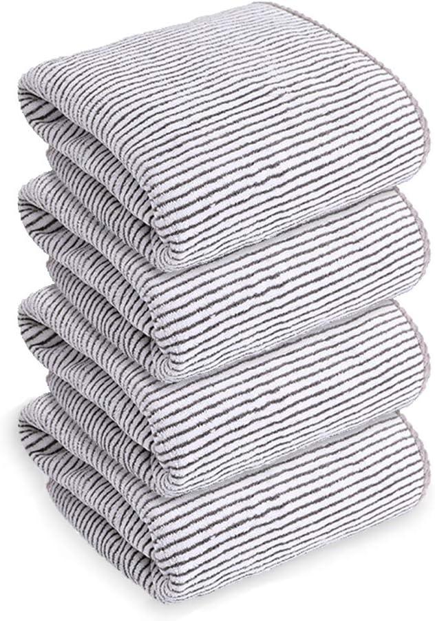 SOFTBATFY Soft Fluffy Microfiber Bathroom Hand Towels with Handing Loop, High Absorption Ultra Plush Stripe Towel for Face, Body, Gym, Swimming and Hair Spa 4Pack 1630 Inches(Grey White Stripe) SOFTBATFY Soft Fluffy Microfiber Bathroom Hand Towels with Handing Loop, High Absorption Ultra Plush Stripe Towel for Face, Body, Gym, Swimming and Hair Spa 4Pack 1630 Inches(Grey White Stripe)