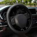 EcoNour Car Steering Wheel Cover | Premium & Durable PU Leather with Anti-Slip Design | Universal Fit 14.5" - 15" Steering Wheel Cover | Car and Truck Accessories - Black