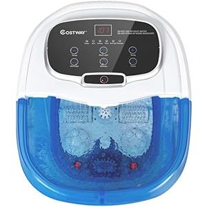 Foot Spa/Bath Massager, with Motorized Rollers, Shiatsu Massage, Shower, Heat, Red Light, Temperature Control, Timer, LED Display, Drainage Pipe for Foot Stress Relief (Dark Blue)