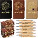 Tenceur 12 Sets Social Worker Appreciation Gifts Bulk Thank You Graduation Gifts for MSW BSW DSW A6 PU Leather Inspirational Notebook with Bamboo Pen Office Supplies (Stylish Style,Mix Color)