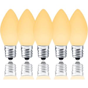 25 Pack C7 Warm White LED Replacement Bulbs  Dimmable White LED Lights Bulbs Decoration, 0.72W Indoor Outdoor Christmas Waterproof Bulbs, Warm Night Light, E12 Candelabra Base, IP:65