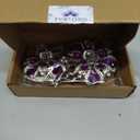 Magnetic Curtain Tiebacks Sparkling Flower Window Curtain Bind Holdback Buckles Clips Tie Backs Drapery Holders with Stretchable Spring Wire Rope for Decoration-2 pcs Purple