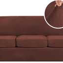 H.VERSAILTEX High Stretch Sofa Slipcover 4 Piece Cover Velvet Furniture Protector Form Fit Thick Velvet Extra Large Sofa Cover for 3 Cushion Couch Width Up to 97 Inch (Large Sofa, Burnt Brick)