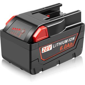 28V 6000mAh Li-Ion Battery Compatible for Milwaukee Batteries 6Ah Battery Compatible with Milwaukee 28V Tools Mk-28 Mk-28B, Mk-28BX, 48-11-2830, V28, 0726-20, 0719-20, 0779-22