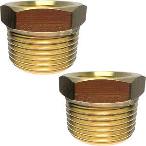 2pcs 3/4" NPT Male x 1/2" NPT Female Brass Reducer Hex Bushing Threaded Fitting Adapter by CX WONDERLAND
