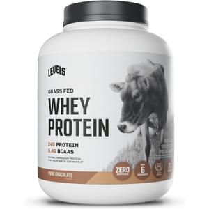 Levels Grass Fed Whey Protein Powder, No Artificials, 24G of Protein, Pure Chocolate, 5LB (EXP 04/06/28)