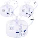 4000ml Urinary Drainage Bag, 3 Pack Catheter Bags for Women and Men, Professional High Capacity Urinary Drainage Bags with Anti-Reflux Chamber,50” Drainage Tube, Adjustable Clips & Hanging Hook