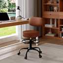 Drafting Chair with Back, Adjustable Foot Rest Rolling Stool(1,Brown)