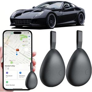 Mini GPS Tracker for Vehicles, Tracking Devices for Cars Hidden, No Subscription Car Tracker Work with Find My (iOS Only), Vehicle Tracker with Audio for Kids, Dogs, Key, Luggage, Bag (Black, 2 Pack)