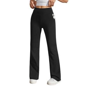 SEAJOJO Womens Stretchy Yoga Dress Pants Pockets High Waist Straight Leg Work Trousers Pull On Business Casual Slacks Black Medium