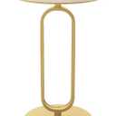 Side Table with Marble Top Metal Pub Bar Round Table Modern Sofa Side End Table Coffee Tray Side Desk for Couch Living Room Bedroom Gold, 17.7 inches x 17.7 inches x 22.44 inches