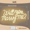 HMT Will You Marry Me Neon Sign Warm White LED Marry Me Light for Proposal Engagement Wedding Party Backdrop Wall Decor 19.7x11.8 Inch USB Powered Romantic Sign
