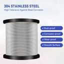 1/4" Stainless Steel Cable,7x19 Strand Aircraft Wire Rope,Cable for Heavy Duty Applications,Outdoor Pulley Cables,Deck Railing with Gloves,Breaking Strength 6400 Ibs,150FT
