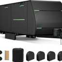 Heavy Duty RV Cover 18-20 Ft Travel Trailer Cover, Camper Cover Waterproof 20 Ft 19 Ft 18 Ft, 5 Layers with Zippered Door, Tongue Jack Cover, Gutter Cover, Tire Cover, Straps,300D Oxford Top